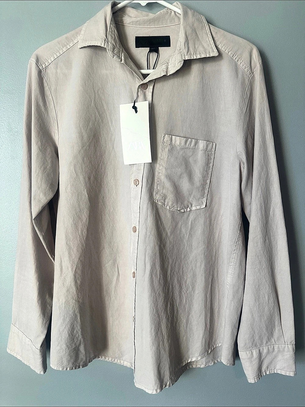 Zara Button Down Shirt in pale pink NWT, XS